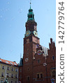 Wroclaw, Poland, June 16, 2018: Historic Town Hall facade at Market Square 142779764