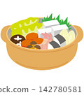 火鍋菜餚示意圖：裝滿食材的陶罐。冬季食物/火鍋食材。 142780581