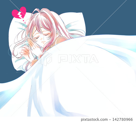 A woman crying in bed, broken heart A woman crying in bed, broken heart 142780966