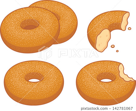 Apple cider donuts illustration set Apple cider donuts illustration set 142781067