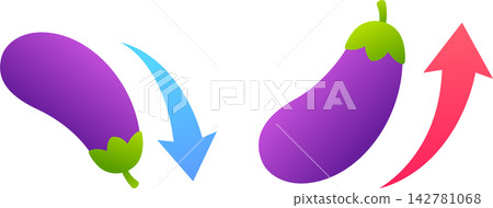 Erectile dysfunction cartoon eggplant with arrow illustration 142781068