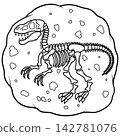 T-rex Skeleton Line Art Drawing For Coloring Book 142781076