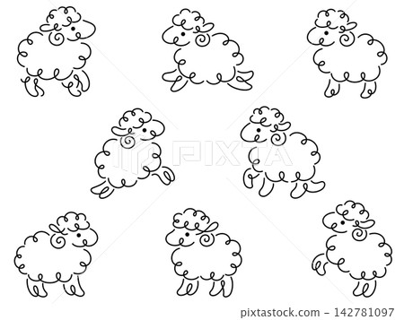 綿羊線條藝術插畫集 綿羊線條藝術插畫集 142781097