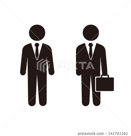 Silhouette icon of a businessman (standing pose, with/without bag) Silhouette icon of a businessman (standing pose, with/without bag) 142781162