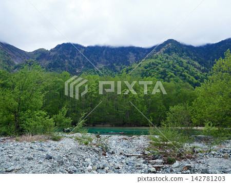 梓川沿岸的景色和上高地鬱鬱蔥蔥的森林,是初夏時節的熱門旅遊景點。 梓川沿岸的景色和上高地鬱鬱蔥蔥的森林,是初夏時節的熱門旅遊景點。 142781203