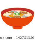 豬肉味噌湯示意圖：一碗配料豐富的濃鬱味噌湯。冬季日式家常菜的常用食材。 142781380