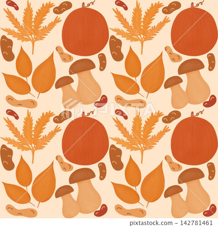 Seamless autumn plant hand drawn pattern Seamless autumn plant hand drawn pattern 142781461