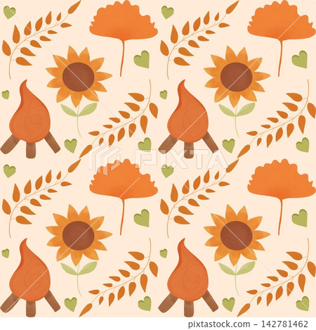 Seamless autumn plant hand drawn pattern Seamless autumn plant hand drawn pattern 142781462