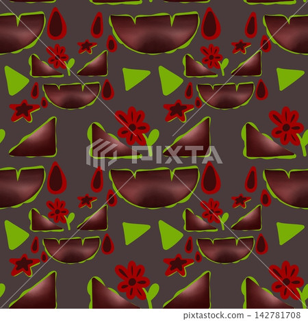 Seamless pattern Halloween evil face hand drawn illustration. 142781708