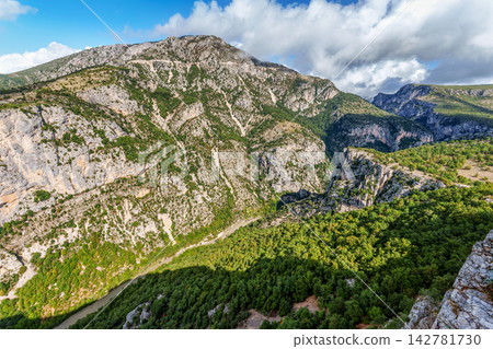 Verdon Gorge, Gorges du Verdon in French Alps, Provence, France. Amazing landscape of the famous canyon Verdon Gorge, Gorges du Verdon in French Alps, Provence, France. Amazing landscape of the famous canyon 142781730