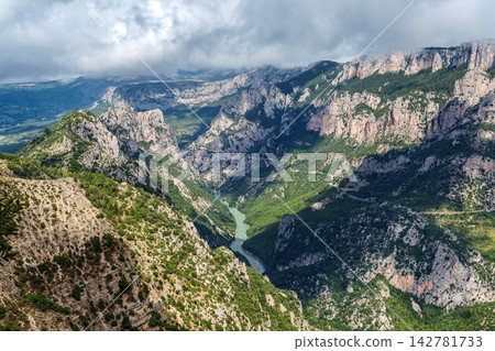 Verdon Gorge, Gorges du Verdon in French Alps, Provence, France. Amazing landscape of the famous canyon 142781733