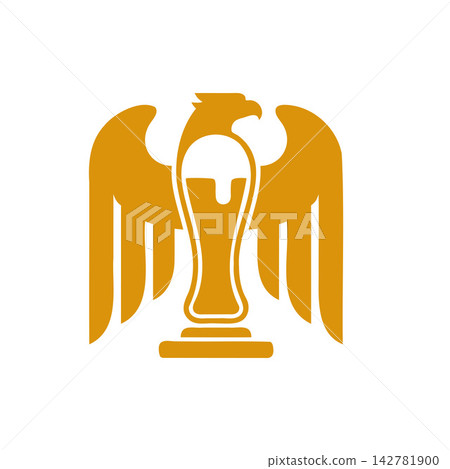 oktoberfest, eagle, beer, logo, crest, german, germany, glass, mug, brew, brewery, ale, craft beer, pub, bar, festival, celebration, traditional, national, emblem, shield, coat of arms, golden, yellow 142781900