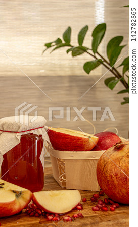 Celebration of Rosh Hashanah with traditional foods Celebration of Rosh Hashanah with traditional foods 142782865
