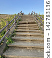 Stairs of the Watarase Floodplain stretching towards the blue sky 142783136