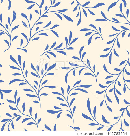 Winter flourish leaf pattern. Branch with leaves seamless blue snowy texture. Christmas garden nature textured floral background Winter flourish leaf pattern. Branch with leaves seamless blue snowy texture. Christmas garden nature textured floral background 142783334