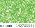 Seamless pattern with hand drawing leaves. Branch, leaves, herb tea flourish gentle texture. Floral nature garden textured background 142783341