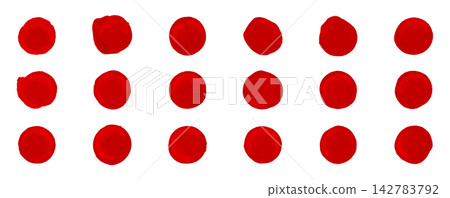 Red Wax Seal Blank Round Stamp Vector Set with Hand Drawn Texture 142783792