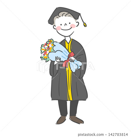 Graduation of Four Men and Women Dressed in Graduation Clothes Graduation of Four Men and Women Dressed in Graduation Clothes 142783814