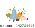 Hand drawn pumpkins illustration 142784414