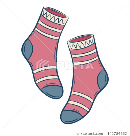 Vector illustration of striped winter socks Vector illustration of striped winter socks 142784862
