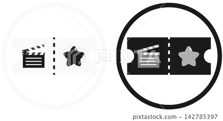 Icon illustration set of circular movie theater tickets / Illustration materials for movie viewing and entertainment Icon illustration set of circular movie theater tickets / Illustration materials for movie viewing and entertainment 142785397
