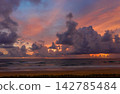 Aerial view of Pastel Skies and Gentle Waves at Dusk 142785484