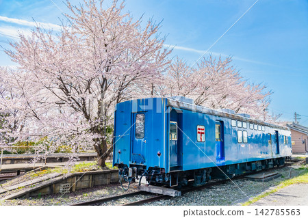 能登鐵道:能登中島站櫻花盛開,還有一節鐵路郵政車廂。 能登鐵道:能登中島站櫻花盛開,還有一節鐵路郵政車廂。 142785563