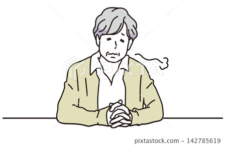 A senior woman sighs and looks dejected. A senior woman sighs and looks dejected. 142785619