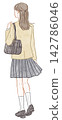A female student walking, seen from behind. 142786046