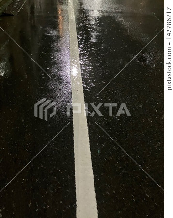 Wet sidewalk in the rain Wet sidewalk in the rain 142786217