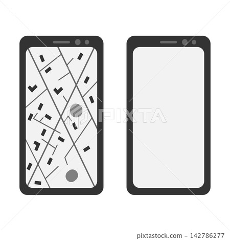 Set of two smartphones with city map and blank screen Handdrawn style monochrome illustration mockup. Isolated vector illustration for mobile app presentations, web layouts and travel service Template Set of two smartphones with city map and blank screen Handdrawn style monochrome illustration mockup. Isolated vector illustration for mobile app presentations, web layouts and travel service Template 142786277