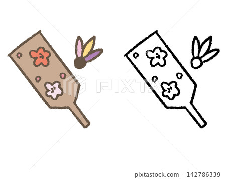 羽毛球和毽子的插圖和線條畫。 142786339