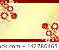 Japanese-style celebratory background, cute, floral pattern, gold, illustration, horizontal 142786465