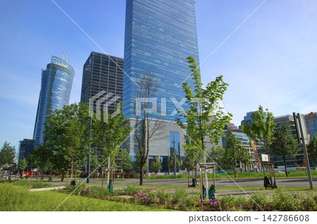 [Poland] [Warsaw] Warsaw cityscape, urban scenery, skyscrapers 142786608