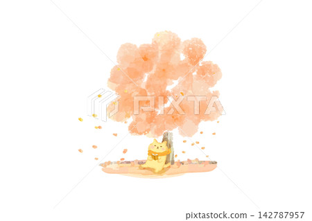 一幅水彩插畫,描繪了一隻可愛的貓咪在秋葉叢中閱讀的場景。 一幅水彩插畫,描繪了一隻可愛的貓咪在秋葉叢中閱讀的場景。 142787957