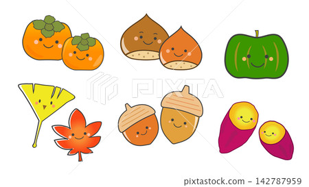 一套可愛的秋季風味插畫 一套可愛的秋季風味插畫 142787959
