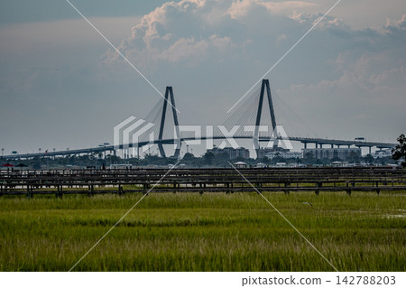 Ravenel Bridge spanning Cooper River in Charleston South Carolina 142788203