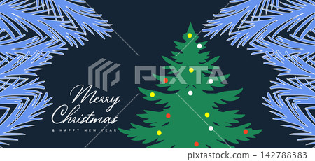 Merry Christmas and happy new year on Christmas letters, Gift boxes, Christmas element for greeting Merry Christmas and happy new year on Christmas letters, Gift boxes, Christmas element for greeting 142788383