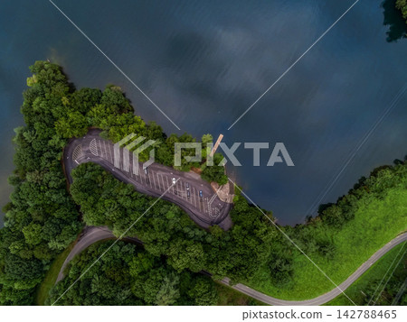 Lake Santeetlah aerial landscape of mountain forest Lake Santeetlah aerial landscape of mountain forest 142788465