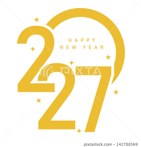 2027 Happy New Year Festive Illustration gold text Background 2027 Happy New Year Festive Illustration gold text Background 142788569