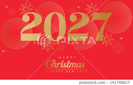 2027 Merry Christmas Festive Background text effect post design 2027 Merry Christmas Festive Background text effect post design 142788627