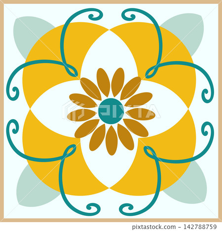 A Vibrant and Creatively Designed Floral Pattern with Geometric Elements and Colorful Accents, Perfect for Modern Decor and Artwork Inspirations A Vibrant and Creatively Designed Floral Pattern with Geometric Elements and Colorful Accents, Perfect for Modern Decor and Artwork Inspirations 142788759