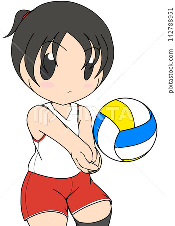 Female volleyball player receiving the ball Female volleyball player receiving the ball 142788951