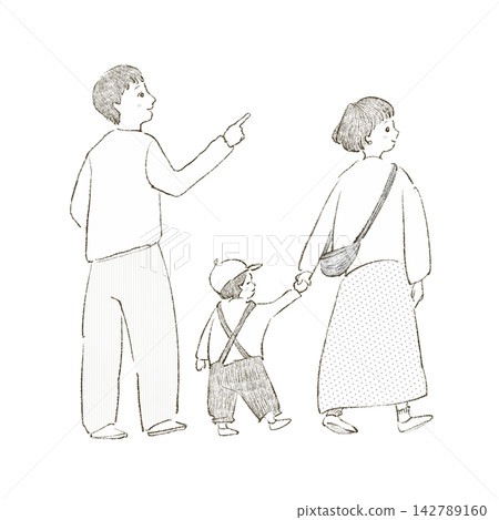 Family outings, walks, and sightseeing on holidays: dads, moms, and kids 142789160