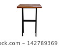 Wooden table steel legs simplistic isolated on white background 142789369