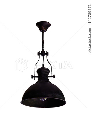 Black hanging lamp isolated on white background Black hanging lamp isolated on white background 142789371