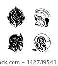 A simple illustration of a futuristic hero mask/sci-fi helmet. 142789541
