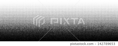 Rough defected halftone dot gradient. Uneven polka dot gradation texture. Vanishing dotted patern background. Fading comic pop art overlay backdrop. Seamless irregular raster manga wallpaper. Vector Rough defected halftone dot gradient. Uneven polka dot gradation texture. Vanishing dotted patern background. Fading comic pop art overlay backdrop. Seamless irregular raster manga wallpaper. Vector 142789653