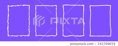 4 rectangle jagged edge border collection. White torn paper frame set. Bold ripped paper boarders for poster, text box, banner, collage, sticker, cadre. Vector craft rectangular frames 4 rectangle jagged edge border collection. White torn paper frame set. Bold ripped paper boarders for poster, text box, banner, collage, sticker, cadre. Vector craft rectangular frames 142789659