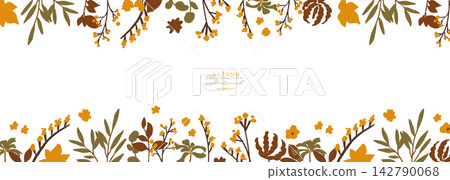 Autumn Plants and Leaf Natural Frame Border Set Autumn Plants and Leaf Natural Frame Border Set 142790068